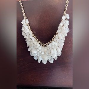 White clear tiered stone bubble necklace with gold accent